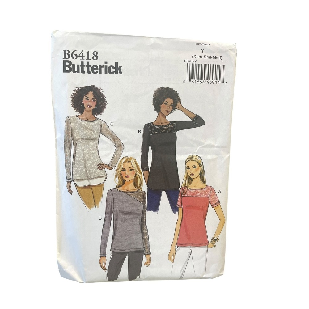 Butterick B6418 Misses Top Tunic XSm Sml Med Modern Knit Pullover